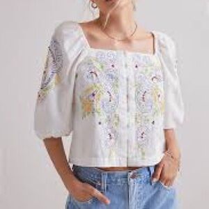 ANTHROPOLOGIE | Lightweight Paisley Embellished Blouse | EUC